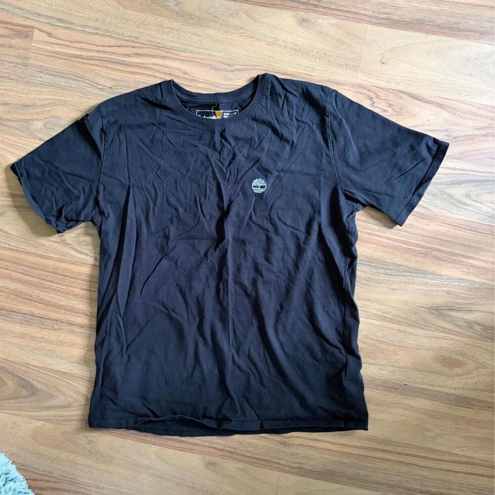 Timberland Women's Black Embroidered Logo Tee, L